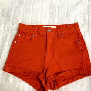 Orange Garage high waisted Jean shorts